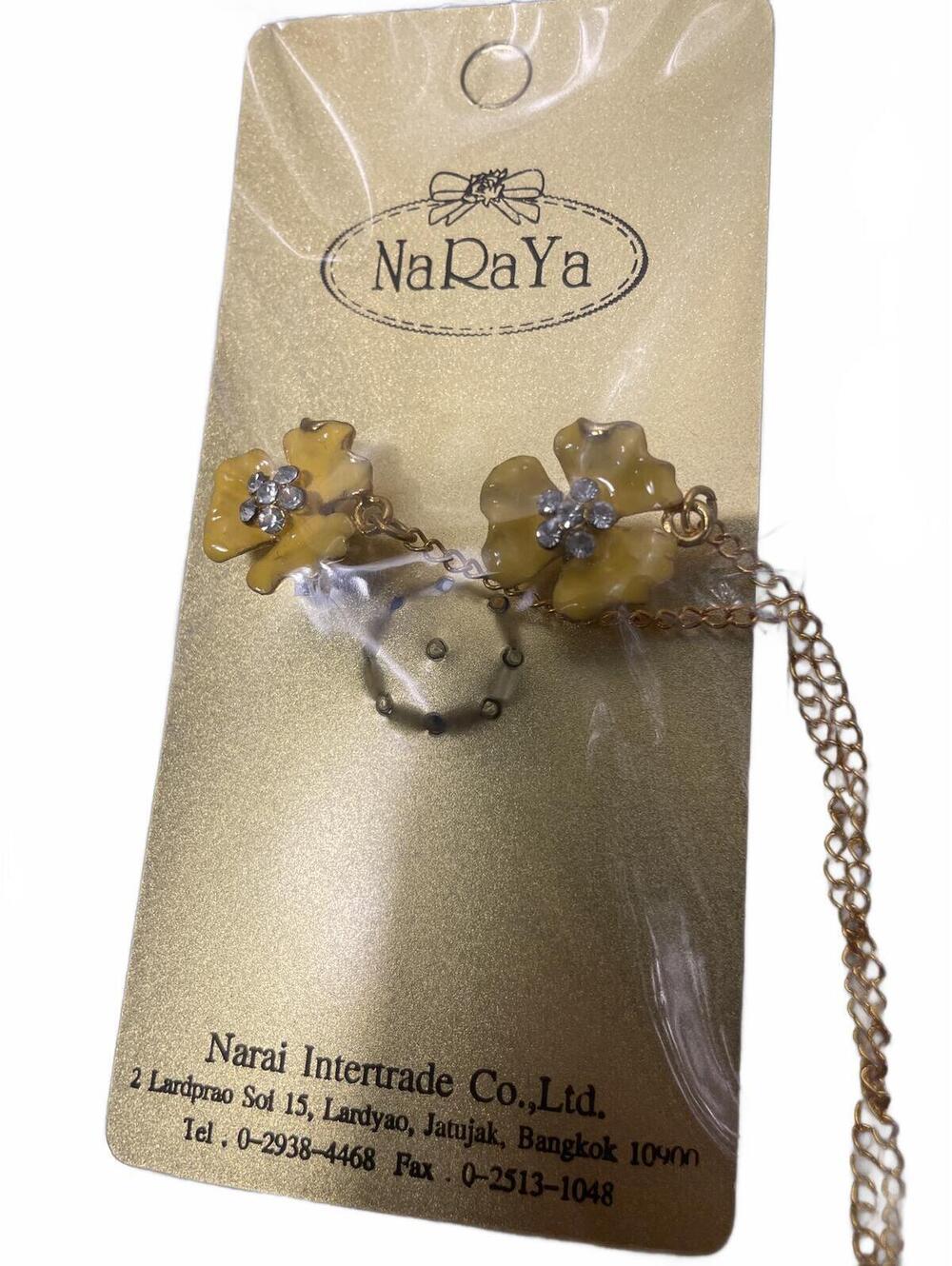 NaRaYa Floral Jewelry Pin with Chain Detail Women's Yellow Summer Gift New